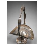 Pierced Metal Pedestal Handled Basket