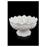 Fenton Hobnail Milk Glass Candleholder Bowl