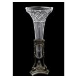 Geometric Cut Glass Vase With Stand