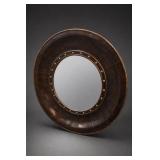 Round Wood Framed Mirror