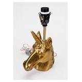 Golden Unicorn Head Table Lamp Base
