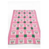 Pink & Green Vintage Tulip Applique Quilt