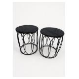 Pair of Black Metal Round Accent Tables