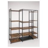 Qty 1 Industrial Wood & Metal 5-Tier Bookshelf