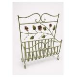 Vintage Wrought Iron Floral Magazine Rack