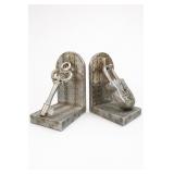 Metal Key And Padlock Bookends Pair