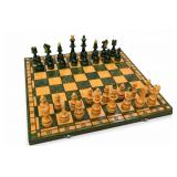Green & Natural Wood Chess Set, Coordinate Board
