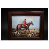 Framed Fox Hunt Equestrian Print With Hounds