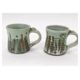 Handmade Studio Pottery Mugs, Set Of 2, Signed