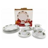 Alco Holiday Holly 12-Pc Porcelain Dinnerware Set