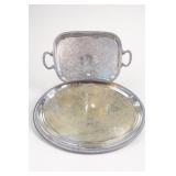 Vintage Silver Plate Serving Tray Pair