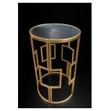 Pulaski Geometric Brass Accent Table, Glass Top