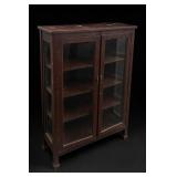 Antique Mission Oak Two-Door Bookcase Cabinet