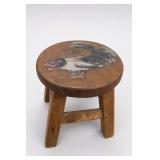 Carved Wooden Rooster Stool