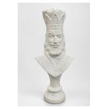 White King Bust Sculpture On Pedestal