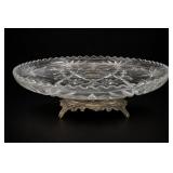 Crystal Glass Footed Cake Stand With Metal Base