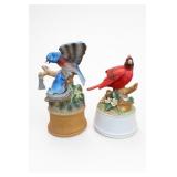 Vintage Cardinal & Blue Bird Music Box Figurines