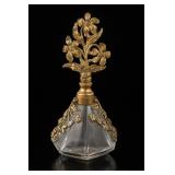 Matson Floral Ormolu Glass Perfume Bottle
