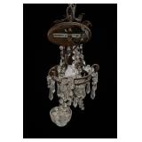 Antiqued French Bronze & Crystal Cage Chandelier