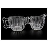Jeannette National Ribbed Glass Creamer & Sugar