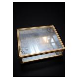 Brass & Glass Display Box With Manuscript
