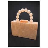 Acrylic Marbled Clutch Purse With Beaded Handle