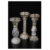 Silver Mercury Glass Candle Holder Set of 3