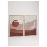 Sun And Moon Abstract Landscape Print Set Of 2