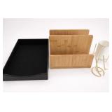 Bamboo Mail Organizer, Tray & Planter Stand