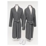 IKEA ROCKAN Gray Cotton Bathrobes, L/XL & M