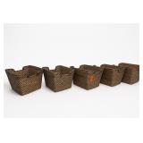 Set of 5 Woven Rattan Storage Baskets/ Hangers