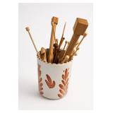 Knitting Needle Holder Caddy With Wooden Needles