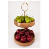 Two-Tier Wooden Apple Stand