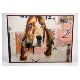 Colorful Basset Hound Print in Frame