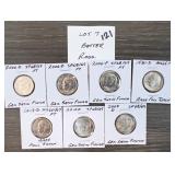 7 Roosevelt Dimes, 1981-2013, MS/SP Grades