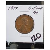 1917 Lincoln Wheat Cent, C. Fine