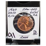 1960-D Lincoln Cent, 64/65 Red, RPM-040