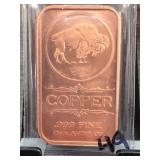 1 AVDP Oz .999 Fine Copper Buffalo Bar USA