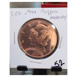 1 AVDP Oz .999 Fine Copper Round