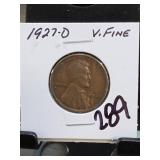 1927-D Lincoln Wheat Cent, V. FINE