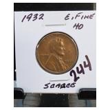 1932 Lincoln Wheat Cent, E. FINE