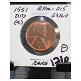 1951-D/D Lincoln Wheat Cent