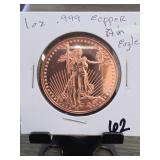 Saint-Gaudens Round, 1 Oz .999 Copper