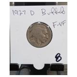 1927-D Buffalo Nickel, F-VF