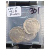 5-Coin 1928 Buffalo Nickel Group