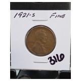 1921-S Lincoln Wheat Cent, Fine