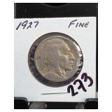 1927 Buffalo Nickel, Fine