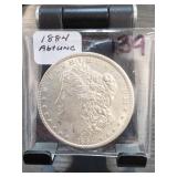 1884 Morgan Dollar, About UNC, Silver