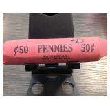 50-Coin Wheat Cent Roll