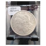 1880 Morgan Dollar, Abt UNC, Silver